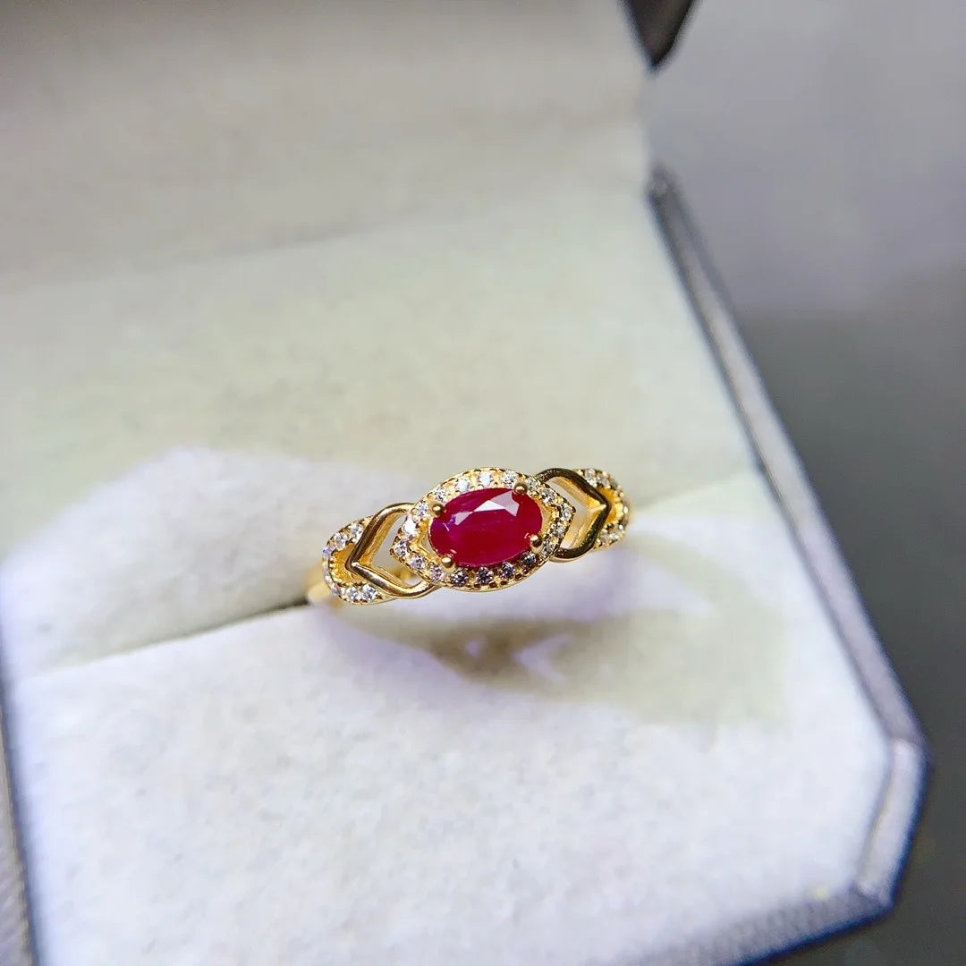 Exquisite Vibrant Natural Ruby Ring S925 Silver Stylish Versatile Jewelry for Women Ideal for Parties Office Wear