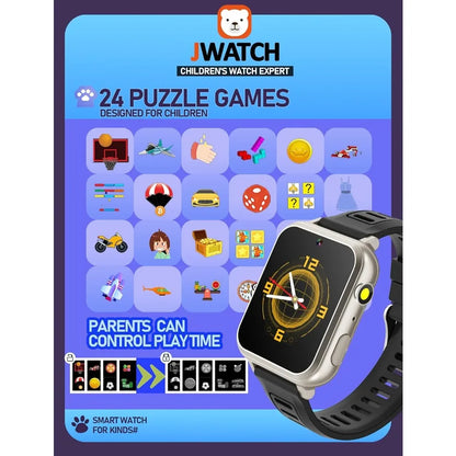 Smart Watch for Boys Girls 612 with Pedometer Audio Book Camera Music Player Present Birthday Christmas Silver Frame Black