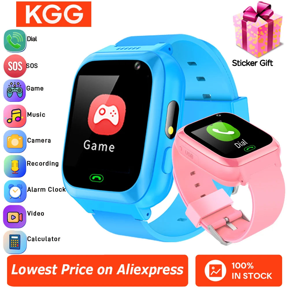 2g Kids Smart Phone Watch Phone Call SOS Video Music Player Camera Games Flashlights Calculator Alarm Clock  Smartwatch Children