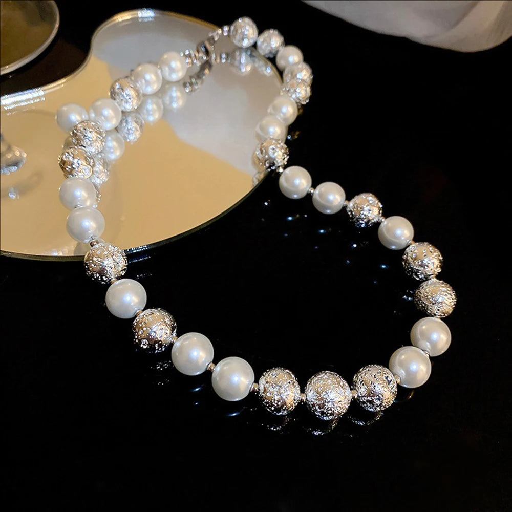 Round Pearl Necklace French Elegant Niche Design Collarbone Chain New Fashionable High-end Jewelry For Women