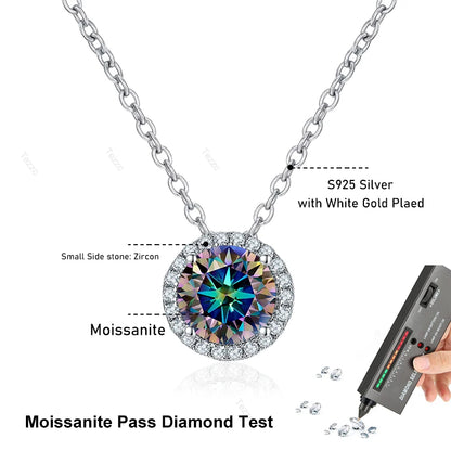 Tezzc 0.5ct 1ct Moissanite Necklace for Women 925 Sterling Silver with Gold Plated Pendant Luxury Necklaces Jewelry Wholesale