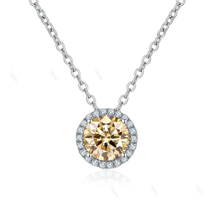 Tezzc 0.5ct 1ct Moissanite Necklace for Women 925 Sterling Silver with Gold Plated Pendant Luxury Necklaces Jewelry Wholesale