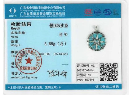 AEONSLOVE 925 Sterling Silver Compass Necklace for Women Men Vintage North Star Turquoise Pendant Nautical Jewelry Travel Gift