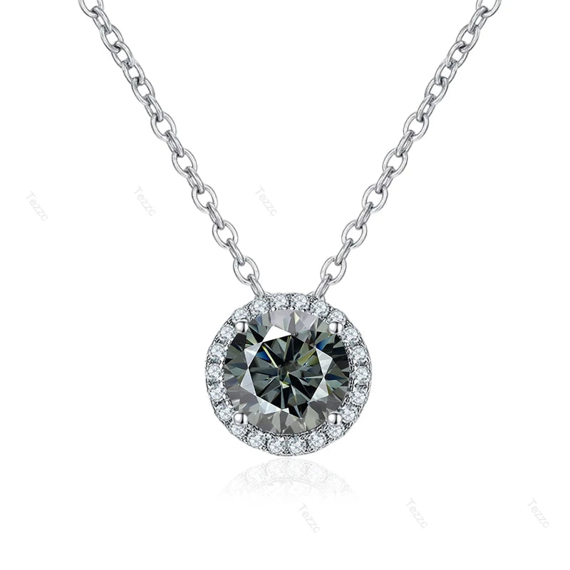Tezzc 0.5ct 1ct Moissanite Necklace for Women 925 Sterling Silver with Gold Plated Pendant Luxury Necklaces Jewelry Wholesale