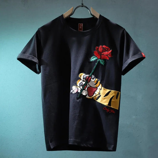 Man Tee Shirts Embroidery T Shirt For Men Heather Funny Rock Top Watercolor Katoen Hot Cheap Clothes And Young On Sale Trend