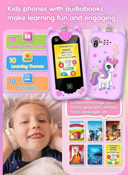 Kids Smart Phone for Girls Boys Dual Camera Music Player 17 Games Toddler Learning Phone Kids Cell Phone Toys Birthday Gifts