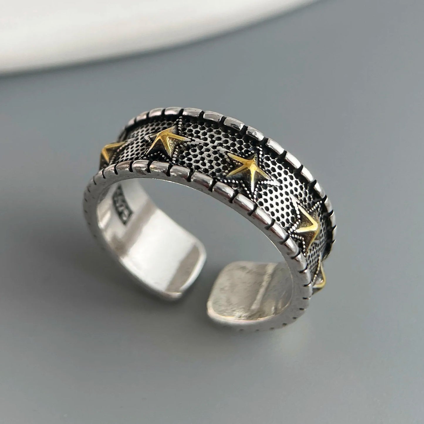 925 Sterling Silver Rings for Women Couple Minimalist Handmade Simple Retro Star Ring Fine Jewelry Gift Prevent Allergy