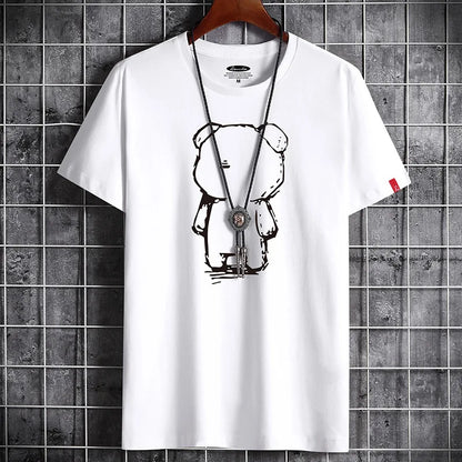 T Shirt for Men Men's Clothing Fitness White O Neck Anime Man T-shirt For Male Oversized Tops New Men T-shirts Goth Punk