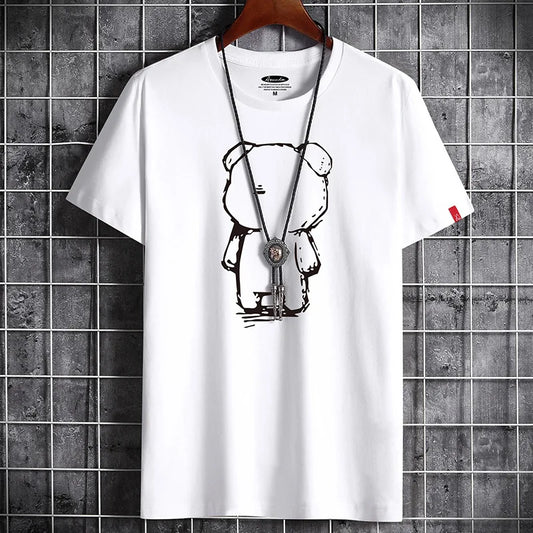 T Shirt for Men Men's Clothing Fitness White O Neck Anime Man T-shirt For Male Oversized Tops New Men T-shirts Goth Punk