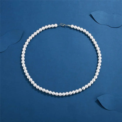 Pearl Necklace Men Simple Handmade Strand Bead Necklace 2022 New Trendy Men Jewelry for Women Girls Wedding Banquet Necklaces