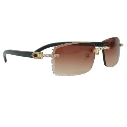 Horn Sunglasses Rimless metal ultra light titanium polarized UV400 lenses retro horn temples unisex For beach driving daily use