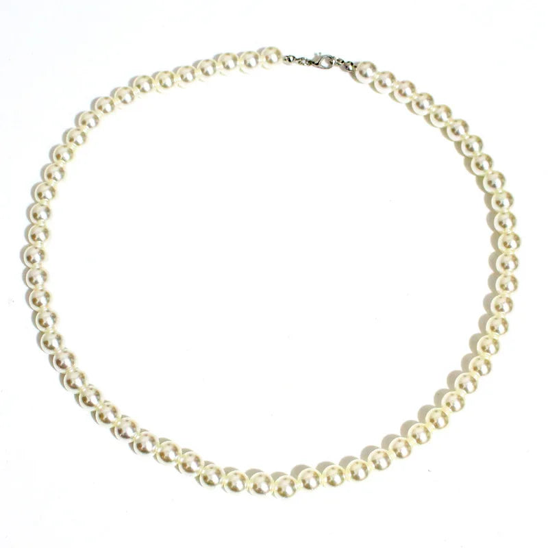 Pearl Necklace Women Men Classic Handmade Strand Bead Jewelry Luxury Trendy Choker Party Gift