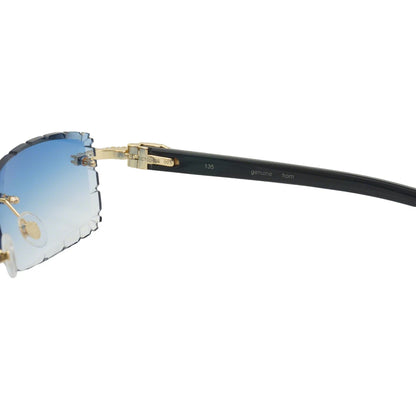 Horn Sunglasses Rimless metal ultra light titanium polarized UV400 lenses retro horn temples unisex For beach driving daily use