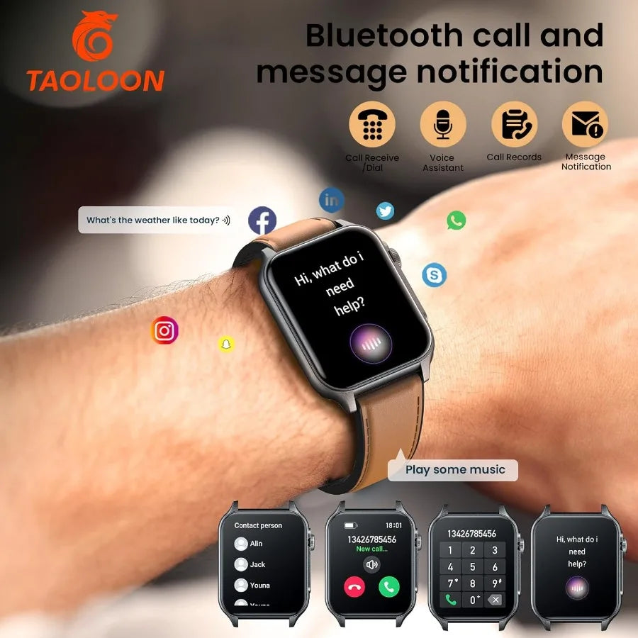 Smart Watch for Men Fitness Tracker: 1.96 Military Smartwatches with Bluetooth Call Three Lights Flashlight Watch Compatible An