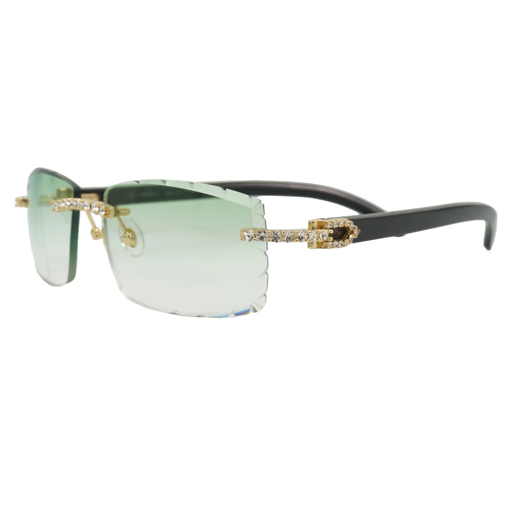 Horn Sunglasses Rimless metal ultra light titanium polarized UV400 lenses retro horn temples unisex For beach driving daily use