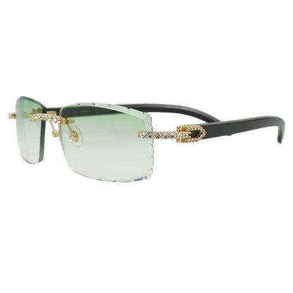 Horn Sunglasses Rimless metal ultra light titanium polarized UV400 lenses retro horn temples unisex For beach driving daily use