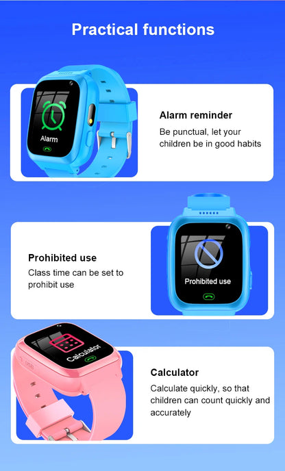 2g Kids Smart Phone Watch Phone Call SOS Video Music Player Camera Games Flashlights Calculator Alarm Clock  Smartwatch Children