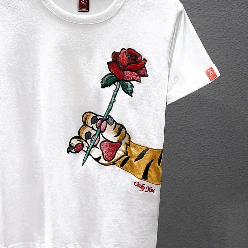 Man Tee Shirts Embroidery T Shirt For Men Heather Funny Rock Top Watercolor Katoen Hot Cheap Clothes And Young On Sale Trend