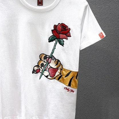 Man Tee Shirts Embroidery T Shirt For Men Heather Funny Rock Top Watercolor Katoen Hot Cheap Clothes And Young On Sale Trend