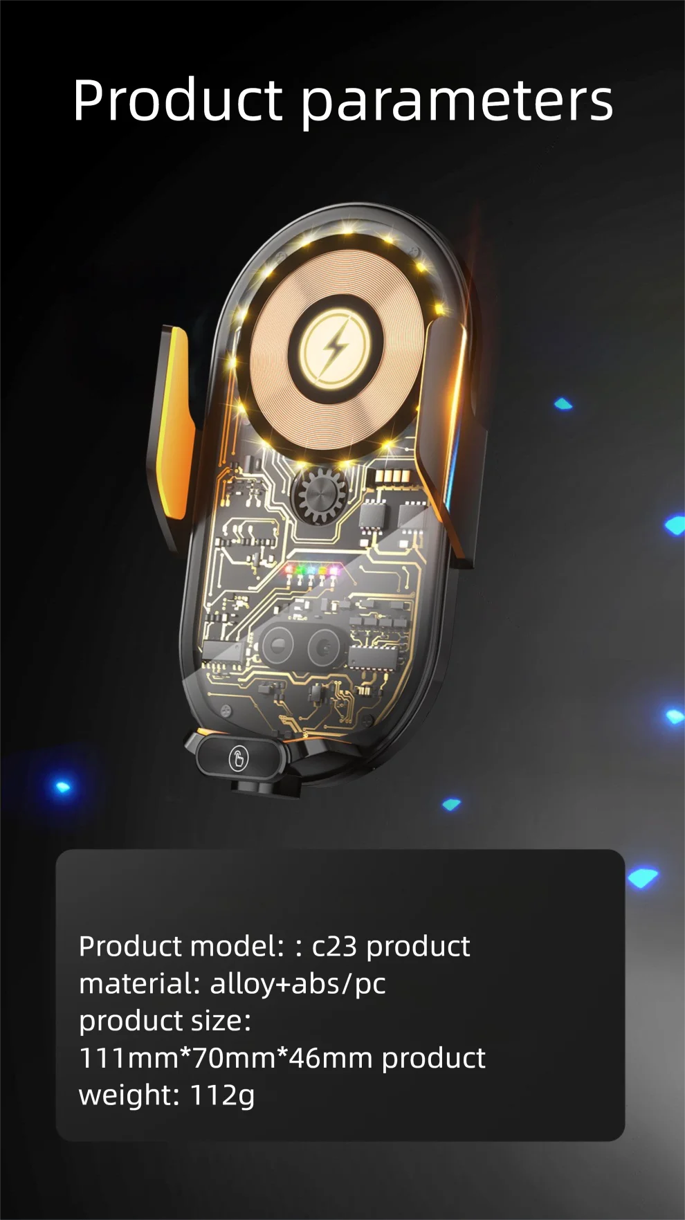 Smart Sensor Car Phone Wireless Charger 15W Fast Charging Auto-Clamping Car Phone Holder For IPhone And All Enable Android