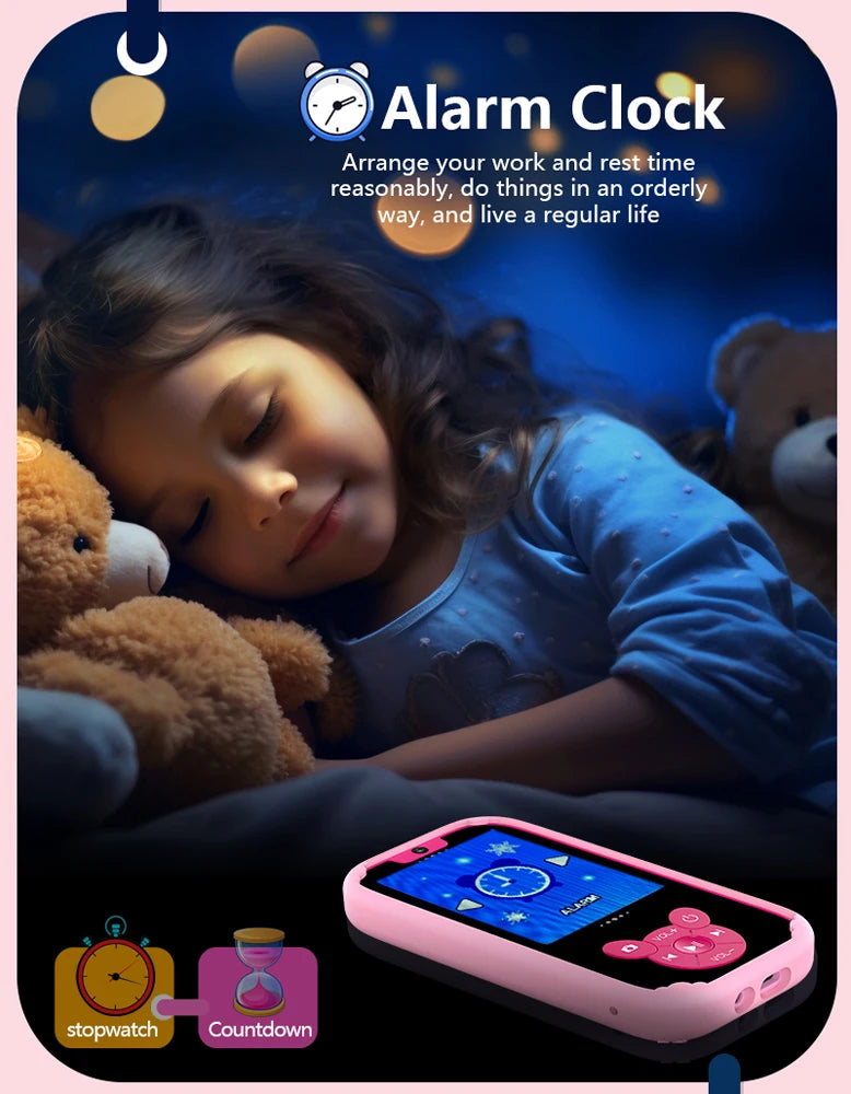 Kids Smart Phone Educational Toys Dual Camera Music Player Baby Phone With 8G Memro Game Learning for Age 3-12 Brithday Gifts