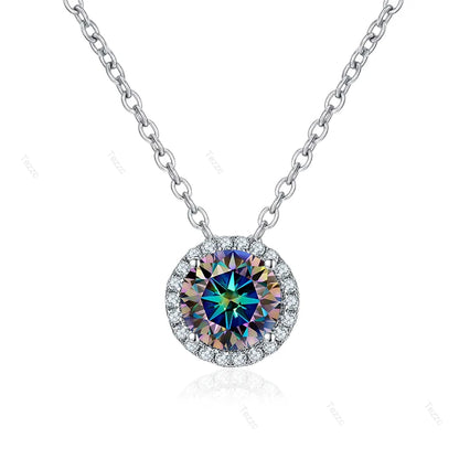 Tezzc 0.5ct 1ct Moissanite Necklace for Women 925 Sterling Silver with Gold Plated Pendant Luxury Necklaces Jewelry Wholesale