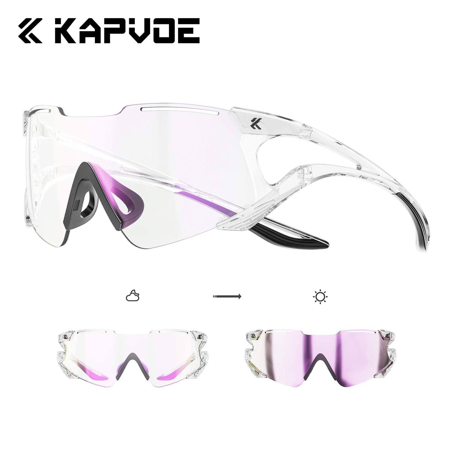 Kapvoe Cycling Sunglasses Photochromic Sports Eyewear UV400 Men MTB Eyewear Outdoor Running Goggles Hiking Sunglasses Sports