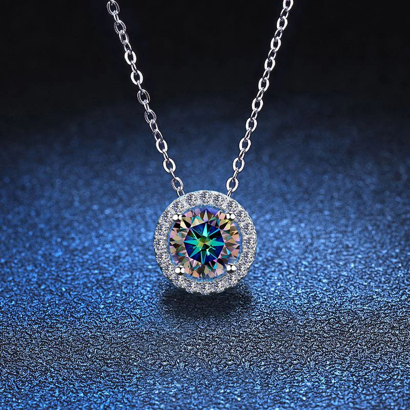Tezzc 0.5ct 1ct Moissanite Necklace for Women 925 Sterling Silver with Gold Plated Pendant Luxury Necklaces Jewelry Wholesale