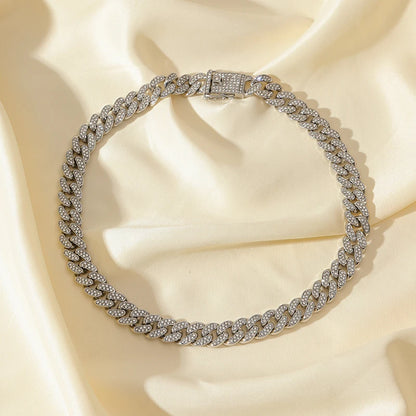 EILIECK Silver Color Cuban Chain Necklace For Women Girl Fashion New Party Gift Thick Neck Chain Waterproof Jewelry Bijoux