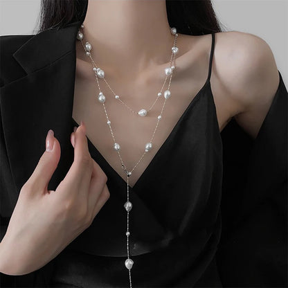 Women Baroque Pearl Necklace for Women Girls Chic Aesthetic Multiple Styles Wearing Party Dress Necklace Jewelry Gift