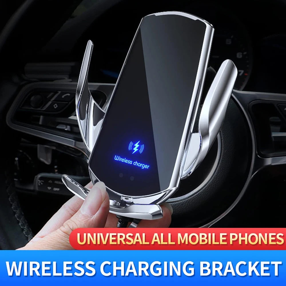 15W Q3 Smart Sensor Car Phone Wireless Charger Fast Charging Auto-Clamping Car Phone Holder for iPhone and All  Android