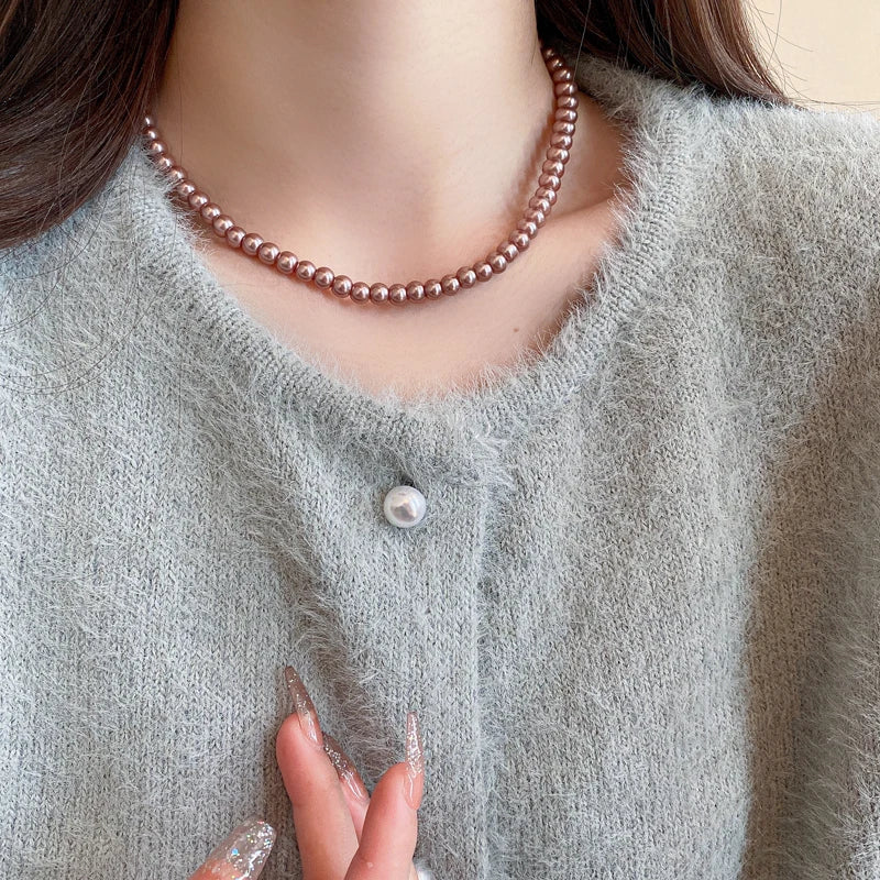 Imitaition Pearl Necklace for Women Simple Fashion Collarbone Chain White Choker Necklaces Designer Wedding Jewelry Wholesale