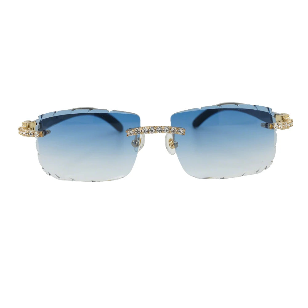 Horn Sunglasses Rimless metal ultra light titanium polarized UV400 lenses retro horn temples unisex For beach driving daily use