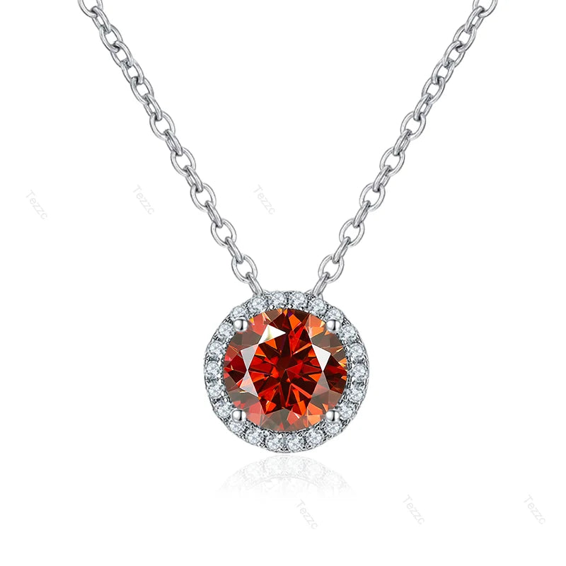 Tezzc 0.5ct 1ct Moissanite Necklace for Women 925 Sterling Silver with Gold Plated Pendant Luxury Necklaces Jewelry Wholesale