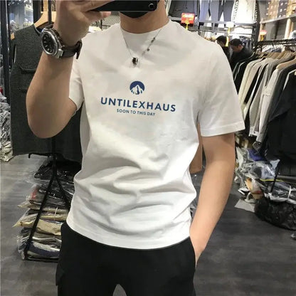 T Shirt for Men Man Tee Shirts Black 100% Cotton White Clothing Top Alphabet Streetwear O Neck Vintage Rock High Quality No Logo