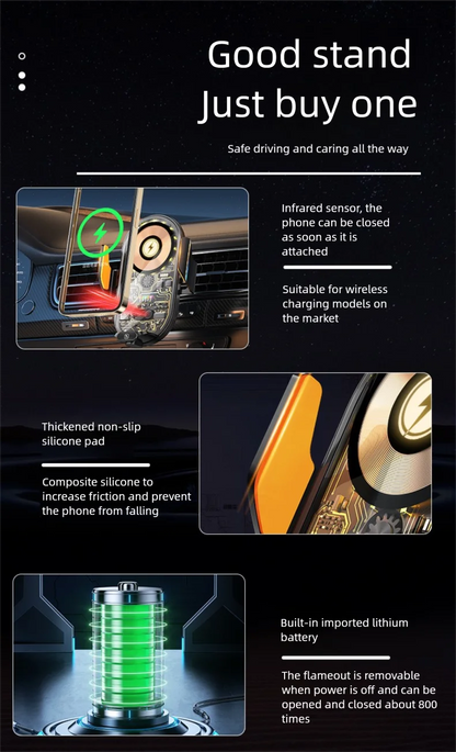 Smart Sensor Car Phone Wireless Charger 15W Fast Charging Auto-Clamping Car Phone Holder For IPhone And All Enable Android