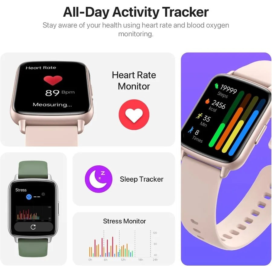 Smart Watch 1.83HD Smartwatches for Men Women Answer Make Call Fitness Watch with 100+Sports Modes Heart Rate Pedometer Sleep M