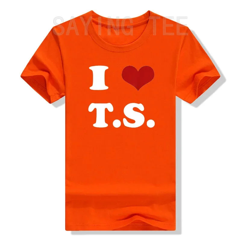 I Love TS T-Shirt Funny Letters Printed Graphic Tee Tops Summer Fashion Short Sleeve Blouses Gifts Cool Street I-Heart-TS Outfit