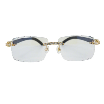 Horn Sunglasses Rimless metal ultra light titanium polarized UV400 lenses retro horn temples unisex For beach driving daily use