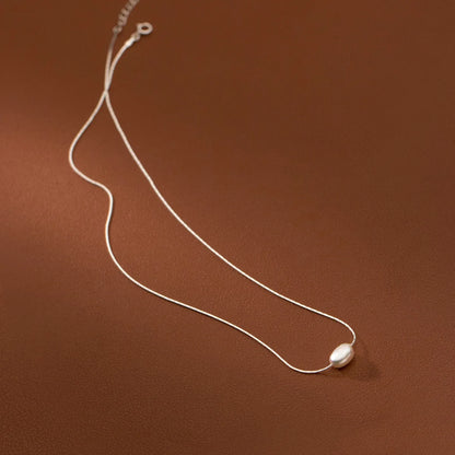 Woman Pearl Necklace For Women On Neck Silver 925 Chain Necklaces Female Pearl Pendant Girls Fashion Jewelry Elegant