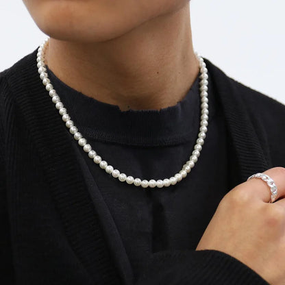 Pearl Necklace Women Men Classic Handmade Strand Bead Jewelry Luxury Trendy Choker Party Gift