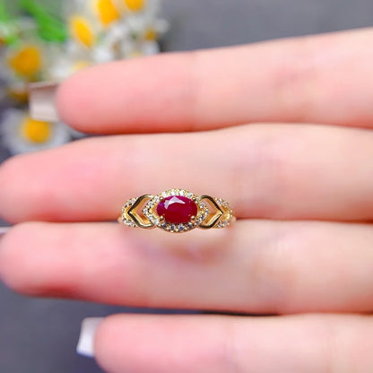 Exquisite Vibrant Natural Ruby Ring S925 Silver Stylish Versatile Jewelry for Women Ideal for Parties Office Wear