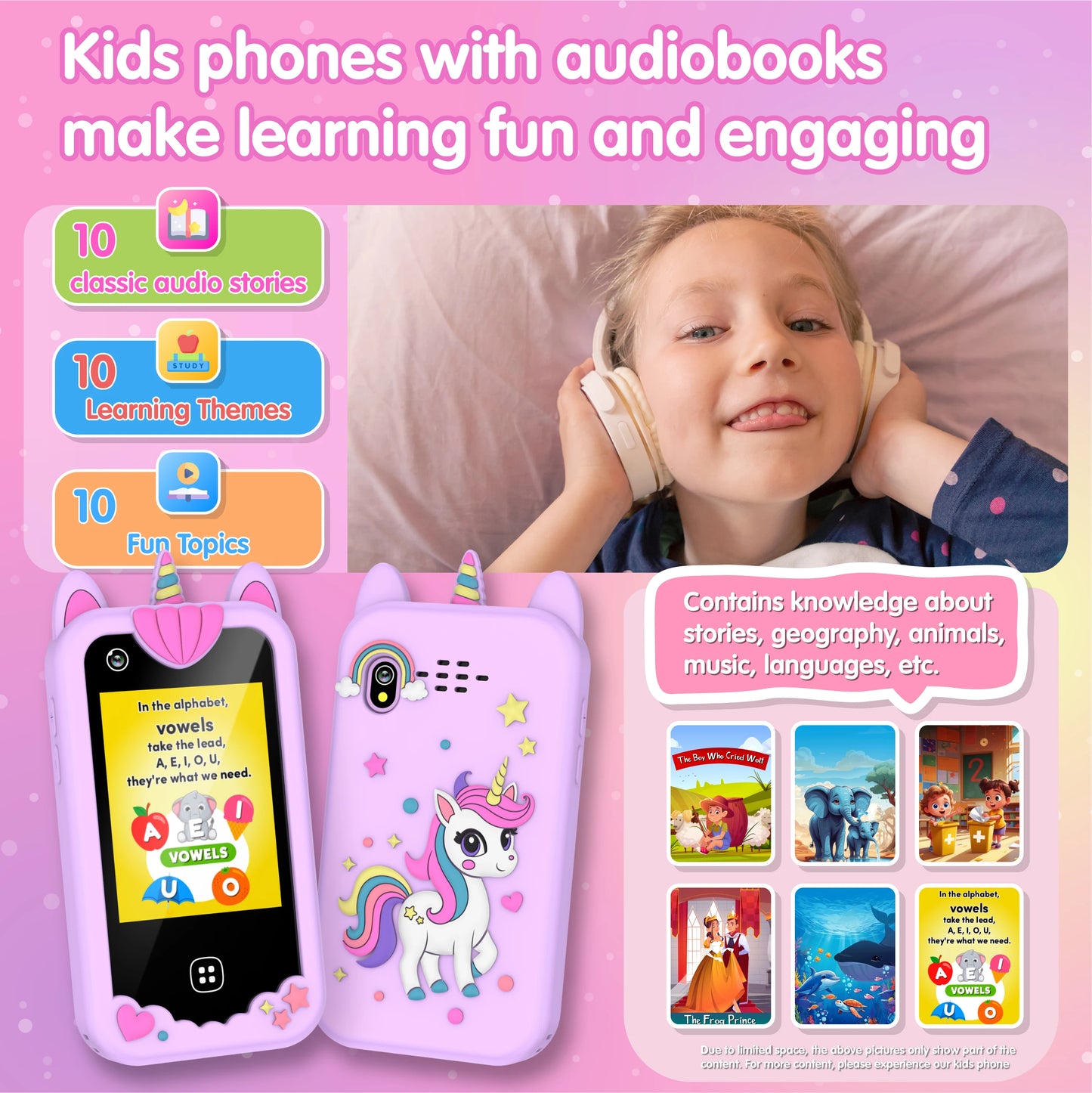 Kids Smart Phone for Girls Boys Dual Camera Music Player 17 Games Toddler Learning Phone Kids Cell Phone Toys Birthday Gifts