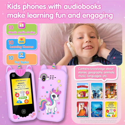Kids Smart Phone for Girls Boys Dual Camera Music Player 17 Games Toddler Learning Phone Kids Cell Phone Toys Birthday Gifts