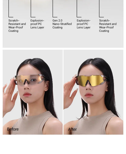 Kapvoe Cycling Sunglasses Photochromic Sports Eyewear UV400 Men MTB Eyewear Outdoor Running Goggles Hiking Sunglasses Sports