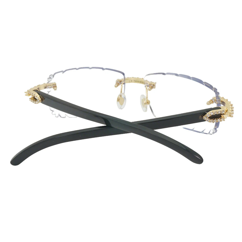 Horn Sunglasses Rimless metal ultra light titanium polarized UV400 lenses retro horn temples unisex For beach driving daily use