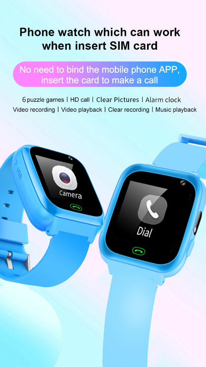 2g Kids Smart Phone Watch Phone Call SOS Video Music Player Camera Games Flashlights Calculator Alarm Clock  Smartwatch Children