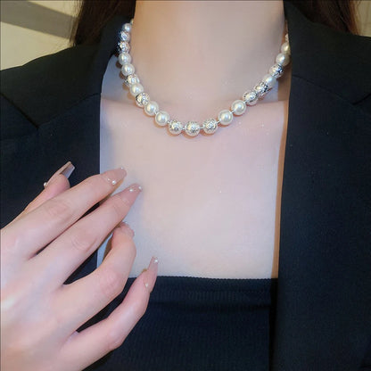 Round Pearl Necklace French Elegant Niche Design Collarbone Chain New Fashionable High-end Jewelry For Women