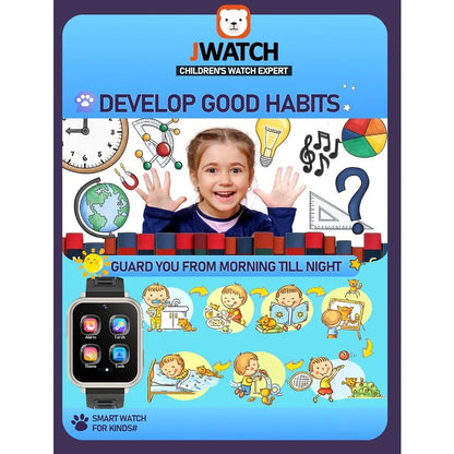 Smart Watch for Boys Girls 612 with Pedometer Audio Book Camera Music Player Present Birthday Christmas Silver Frame Black