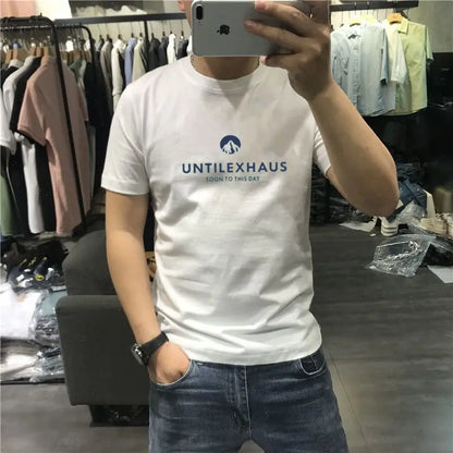 T Shirt for Men Man Tee Shirts Black 100% Cotton White Clothing Top Alphabet Streetwear O Neck Vintage Rock High Quality No Logo